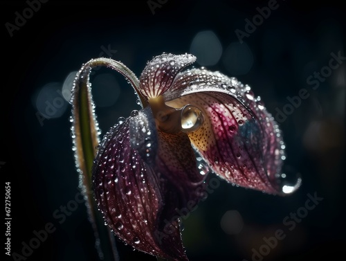 Lady's Slipper flower made of crystals