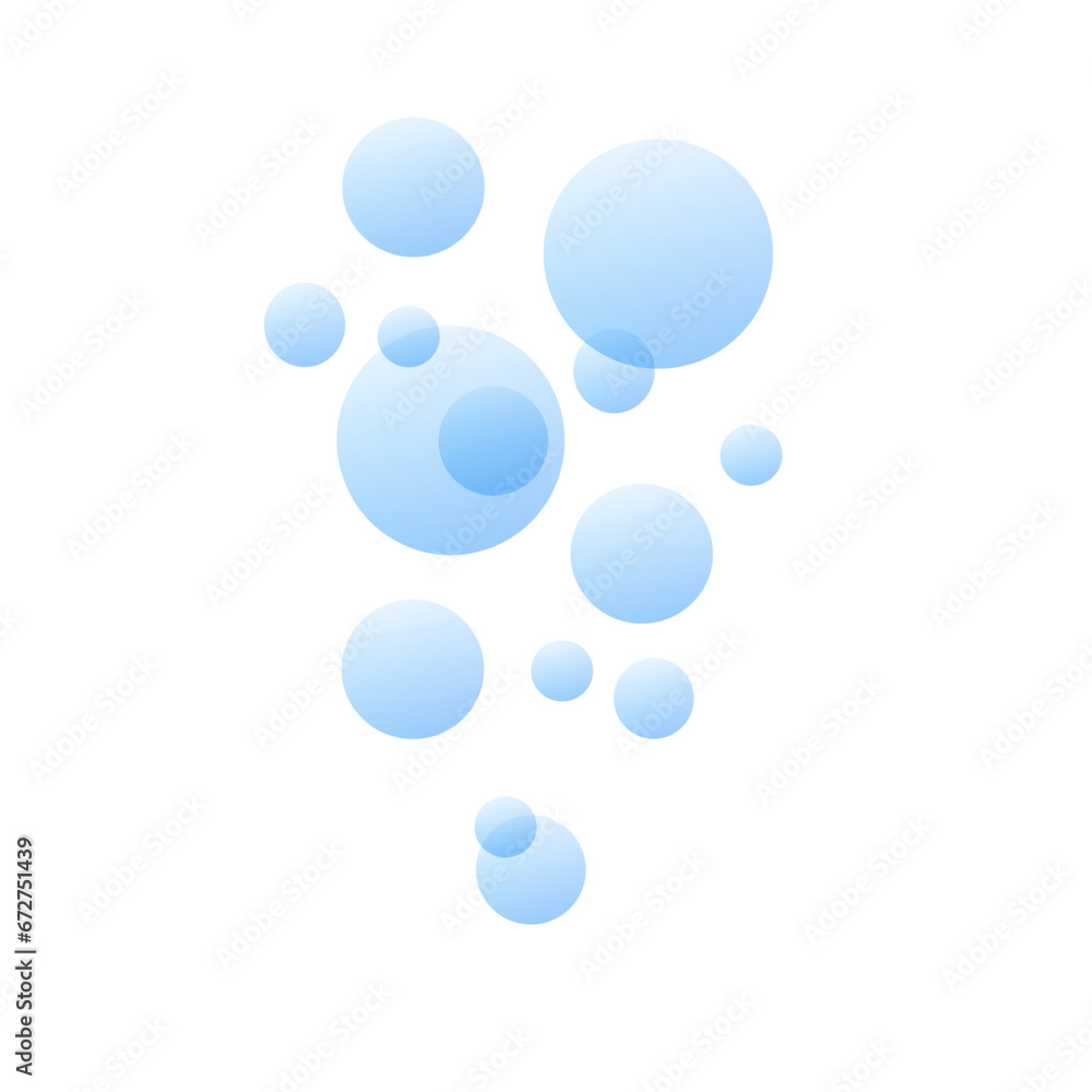 Blue fizzing air bubbles under flowing water