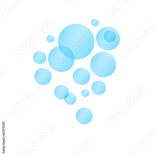Blue fizzing air bubbles under flowing water