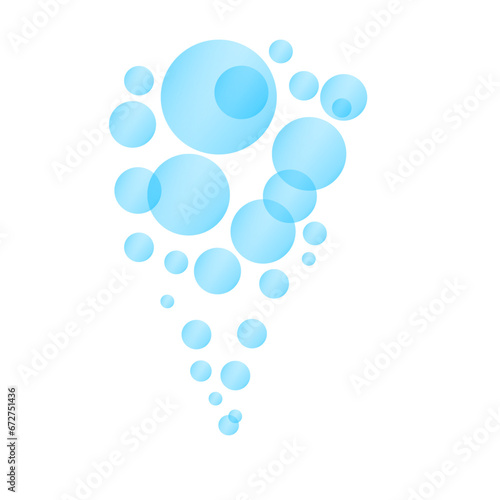 Blue fizzing air bubbles under flowing water