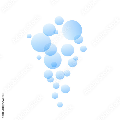 Blue fizzing air bubbles under flowing water