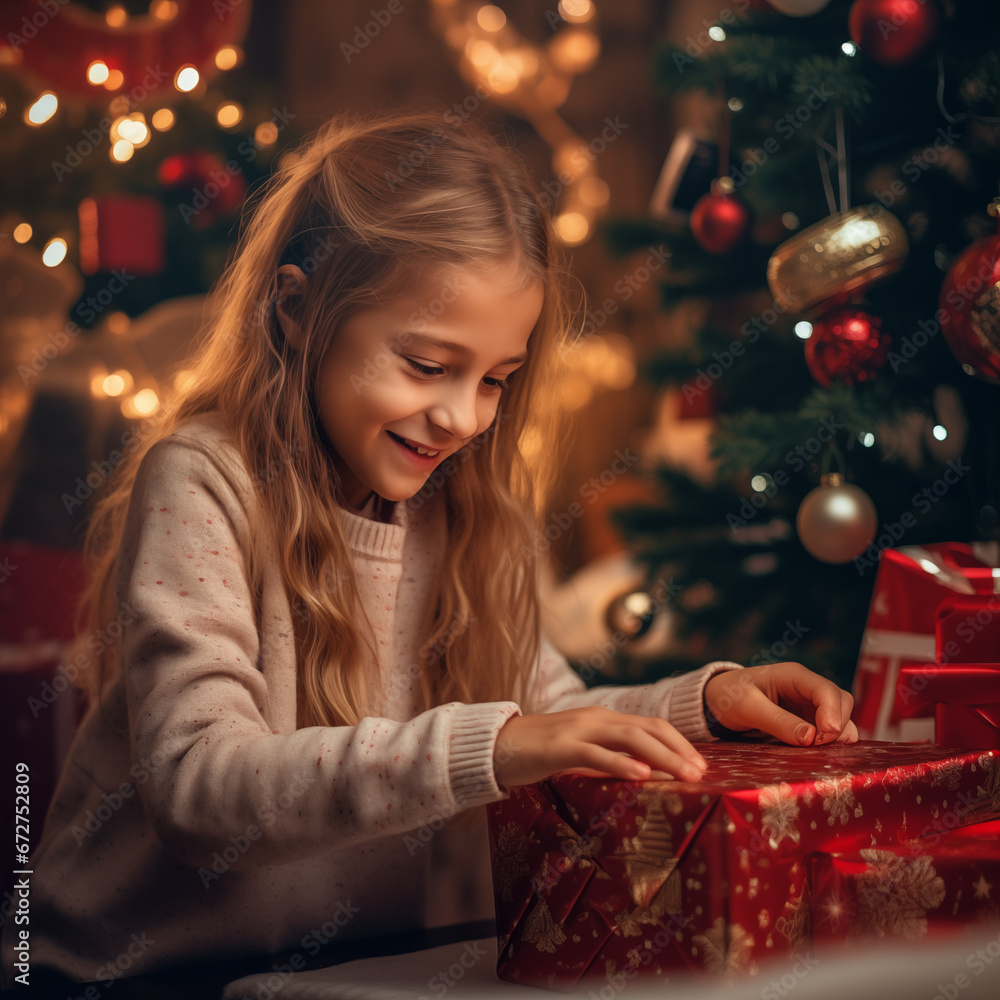 girl with christmas presents girl with christmas presents