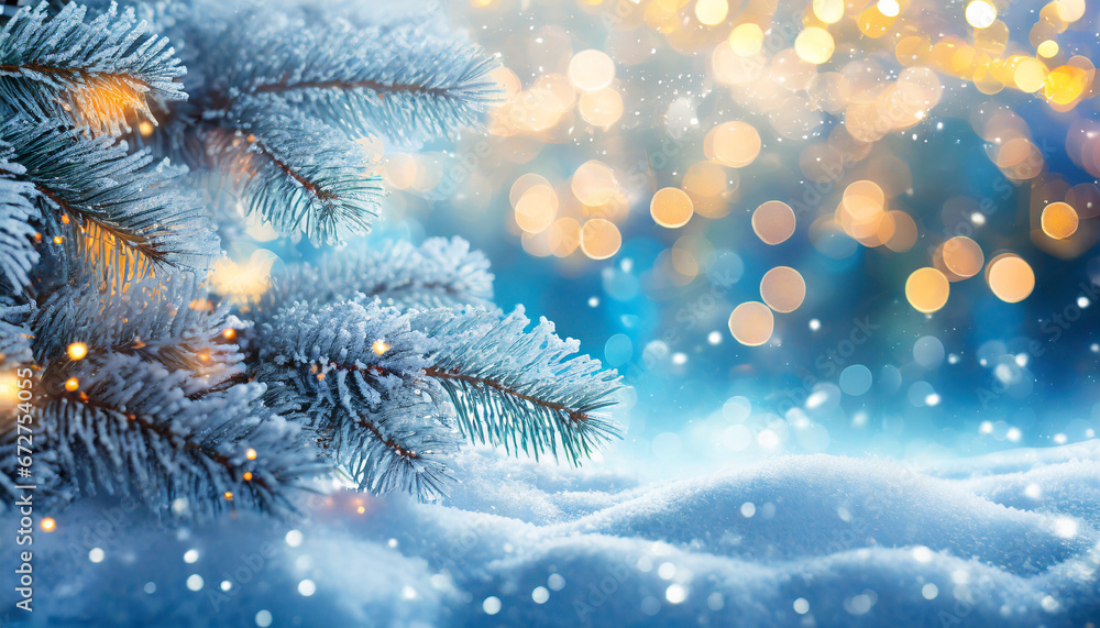 Macro christmas tree with snow - Background Macro christmas tree with snow - Background