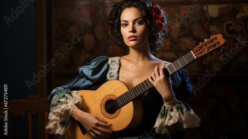 A Portuguese fado singer in traditional attire 