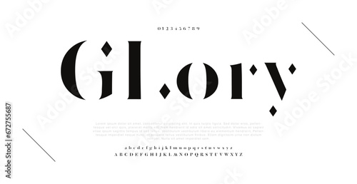 GLORY Elegant Font Uppercase Lowercase and Number. Classic Lettering Minimal Fashion Designs. Typography modern serif fonts regular decorative vintage concept. vector illustration 