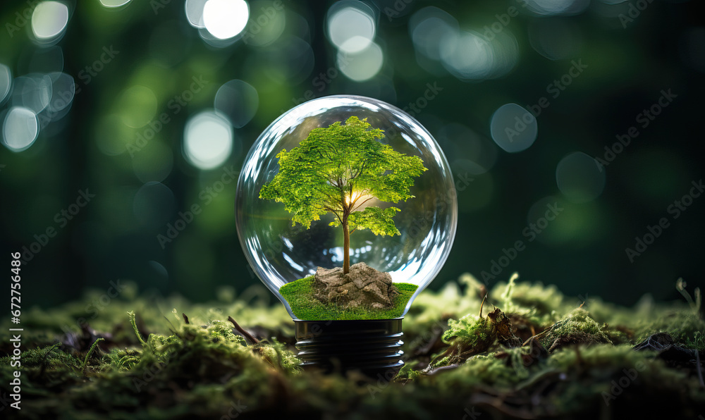 Green energy concept, light bulb with growing tree inside. Green energy concept, light bulb with growing tree inside.
