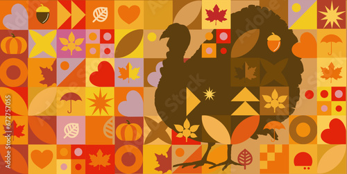 Thanksgiving, turkey - background, banner - vector illustration