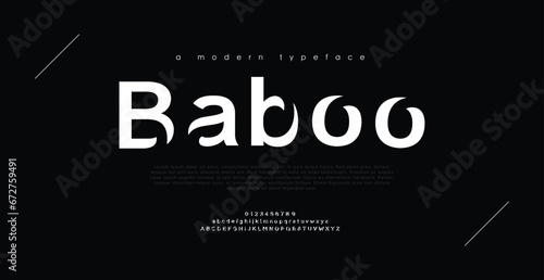 BABOO Modern abstract digital alphabet font. Minimal technology typography, Creative urban sport fashion futuristic font and with numbers. vector illustration