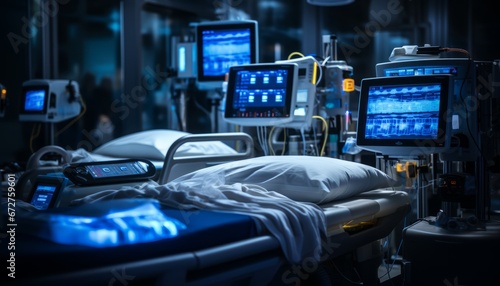 State of the art medical equipment and advanced devices in a contemporary operating room setting
