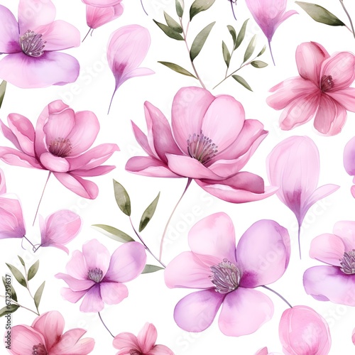 Lilly watercolor floral with seamless pattern © Seamless