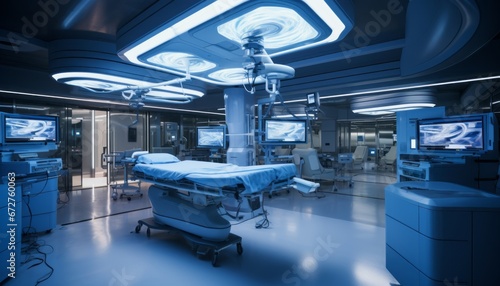 Cutting edge equipment and advanced medical devices in a state of the art modern operating room photo