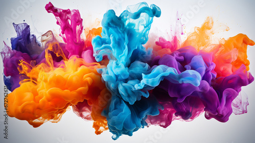 Colorful ink in water. Ink swirling in water on white background. Generative AI