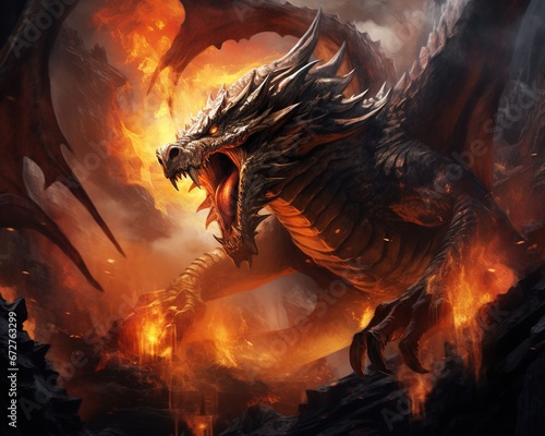 Fantasy dragon breathing fire breathing fire fantasy dragon fire fantasy dragon art digital