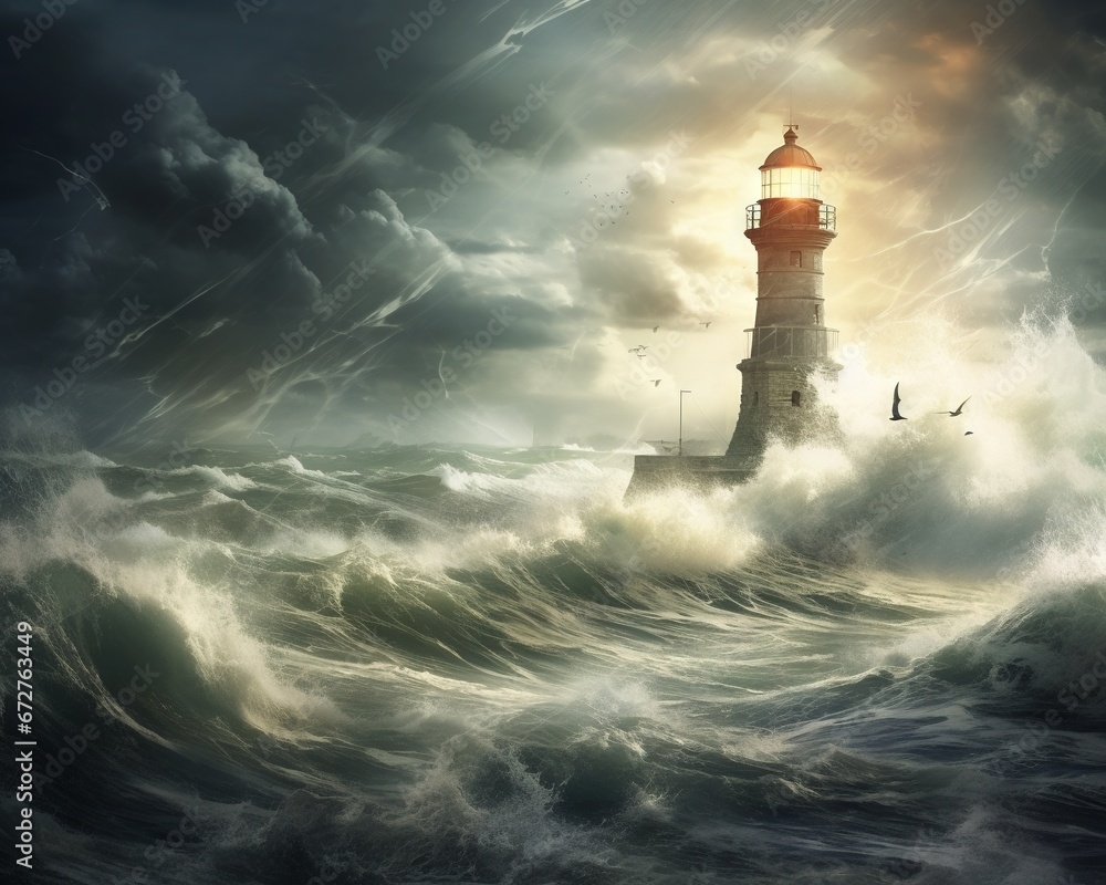 lighthouse on the sea.