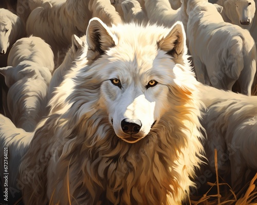 Wolf between sheeps and sheeps clothing