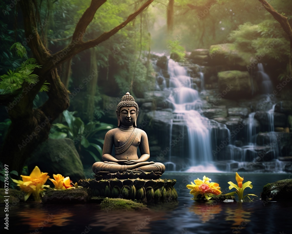 scene of profound tranquility and enlightenment as a Buddha. scene of profound tranquility and enlightenment as a Buddha.