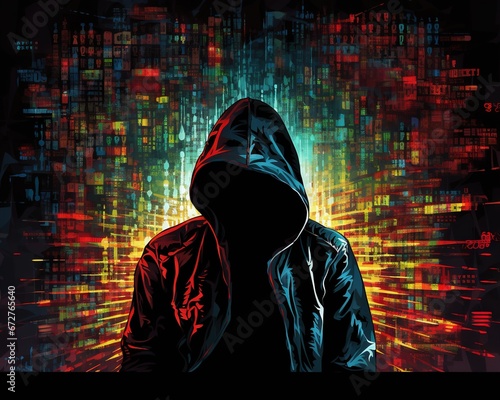 Hoodie Hacker Crime Banner 8 bit.