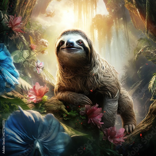 Sloth in the Amazon Rainforest, Brazil photo