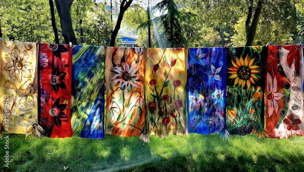 Fototapeta premium Batik textiles produced at Tbilisi