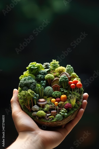 Nutrition à Portée de Main : Scène de Régime Sain avec Mini Légumes et Agriculture Biologique