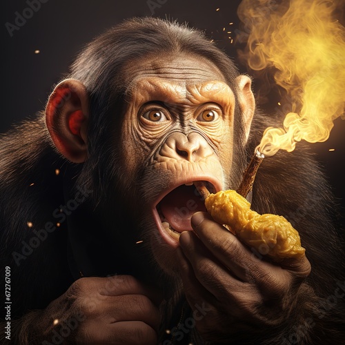 Monkey Eating Banana photo