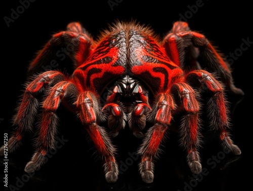 Big hairy Tarantula Theraphosidae isolated on Black Background