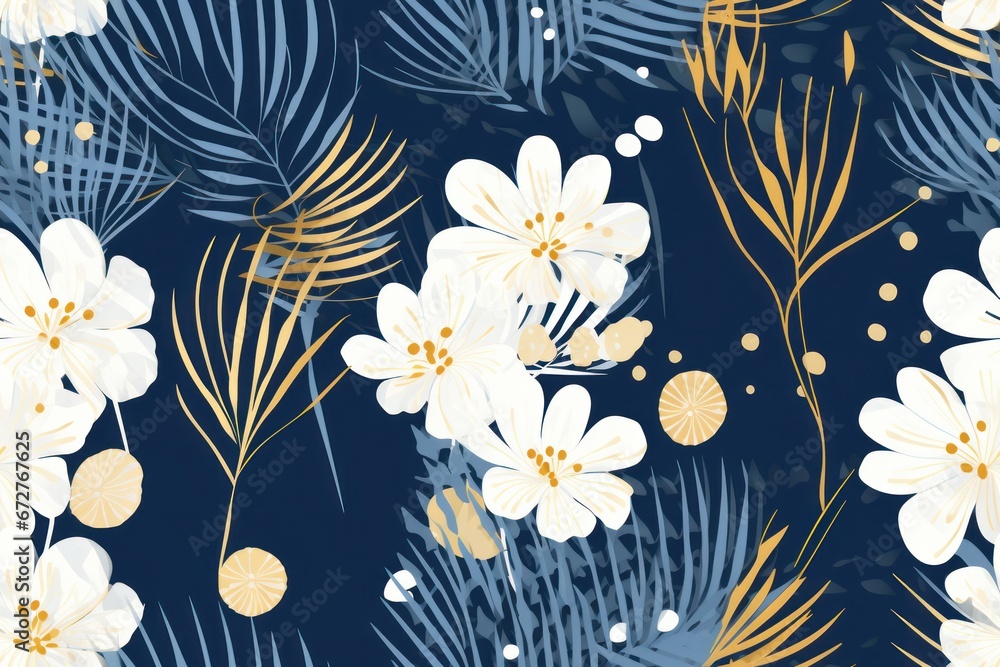 Naklejka premium minimalists style floral background, seamless pattern with flowers