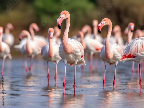 Greater flamingos photo