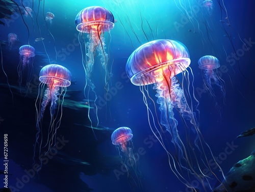 Blue jellyfish world