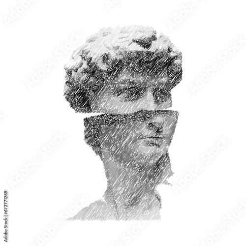  Fashionable modern texture with ancient greek face photo
