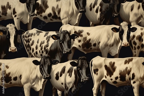 continuous bovine pattern. Generative AI photo