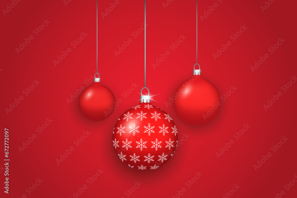 Red Christmas balls with snowflakes. New Year background Red Christmas balls with snowflakes. New Year background