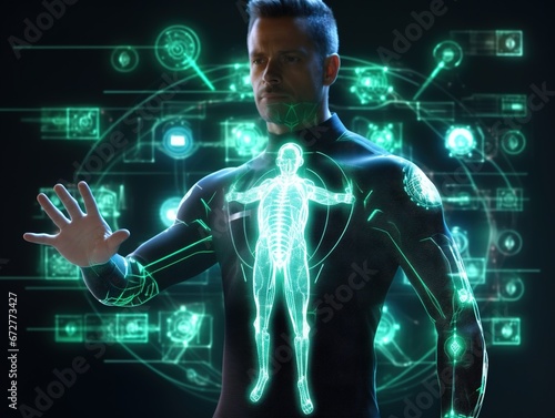 Physical Therapy Doctor working on holographic interface Motion Graphics