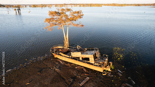 Atchafalaya Basin abandoned boat