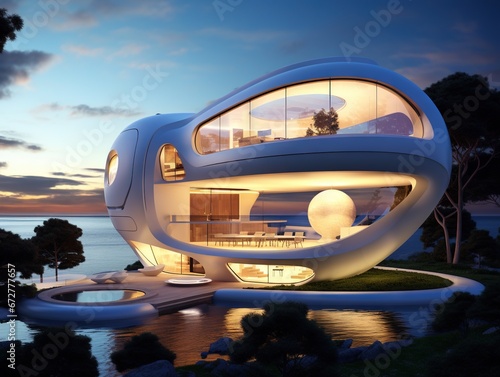 Futuristic round white house