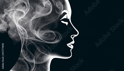 A face silhouette created with smoke on a dark background