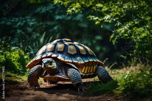 turtle on the ground, turtle in jangle forest photo
