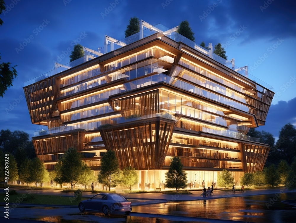 Ecological energy saving wooden office building