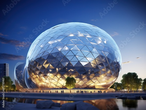 Astana Kazakhstan the modernist glass sphere of Nur Alem pavilion photo