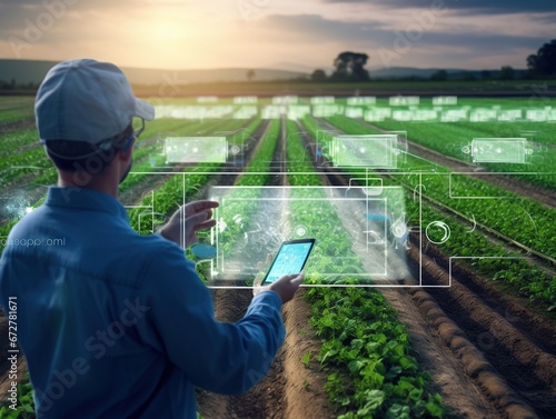 Smart agriculture with augmented reality technology futuristic