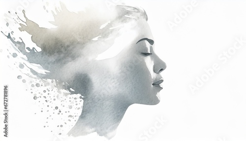 Human face silhouette in water form on a white background © CreativeStock