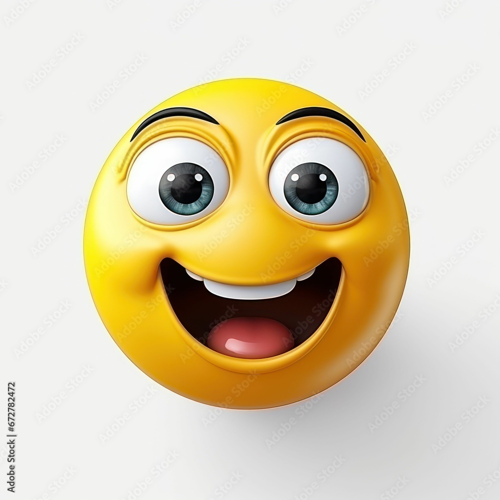 AI-generated illustration of A vibrant yellow emoji with an open mouth and eyes