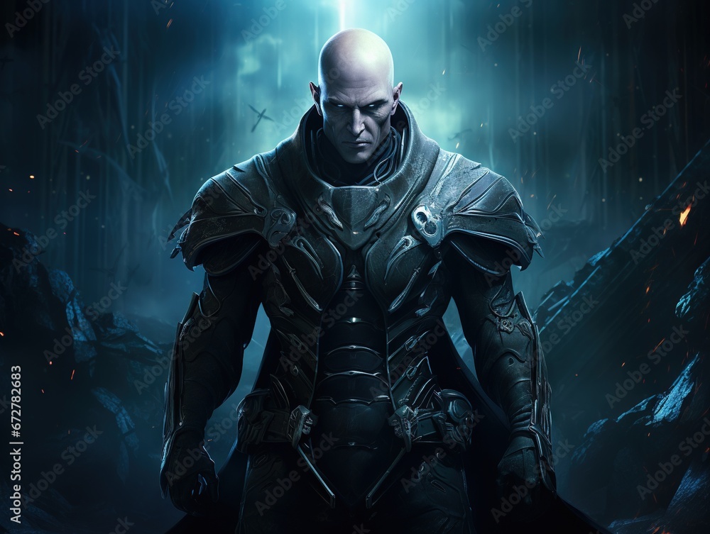 Fototapeta premium Strong Bald Futuristic Sci-Fi