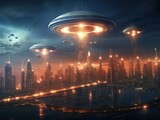 UFO Invasion of Futuristic City