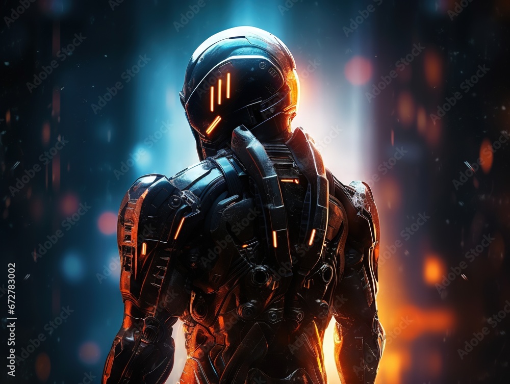 Naklejka premium Futuristic wearing a spacesuit