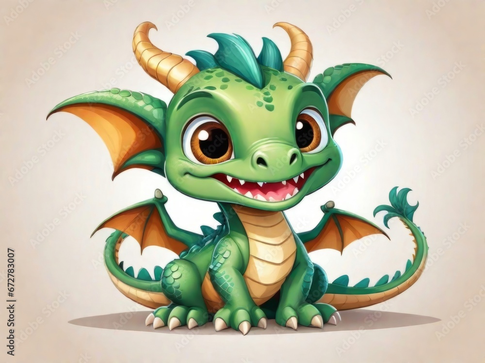 Green wooden dragon on a white background. Symbol of the new year 2024 Green wooden dragon on a white background. Symbol of the new year 2024