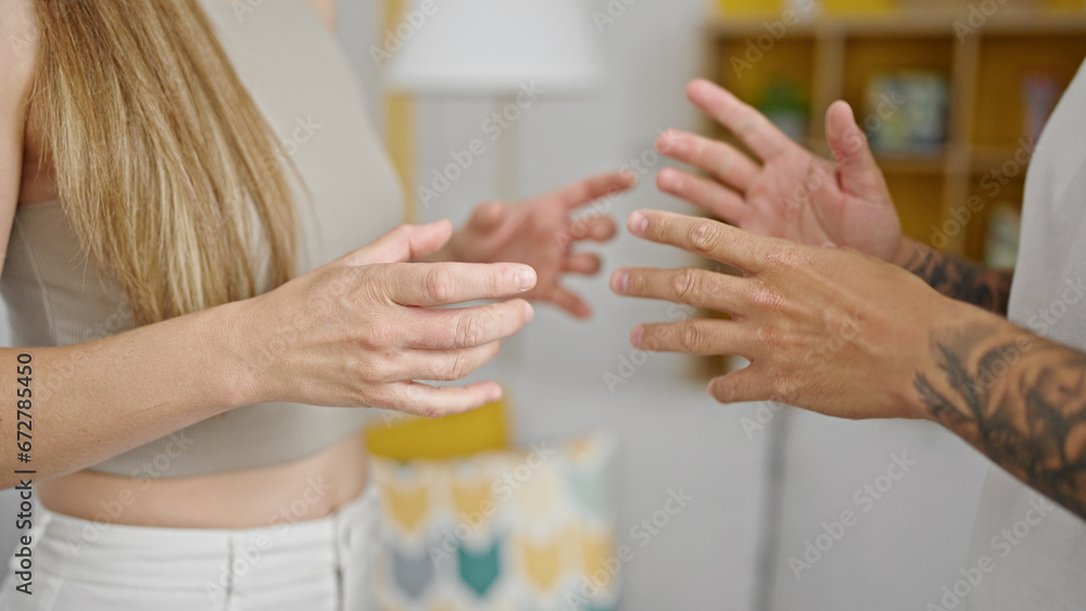 Obraz premium Man and woman couple arguing at home