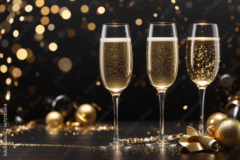 Champagne and Serpentine: Festive Party Vibes. New Year, Holiday, Christmas. Champagne and Serpentine: Festive Party Vibes. New Year, Holiday, Christmas.