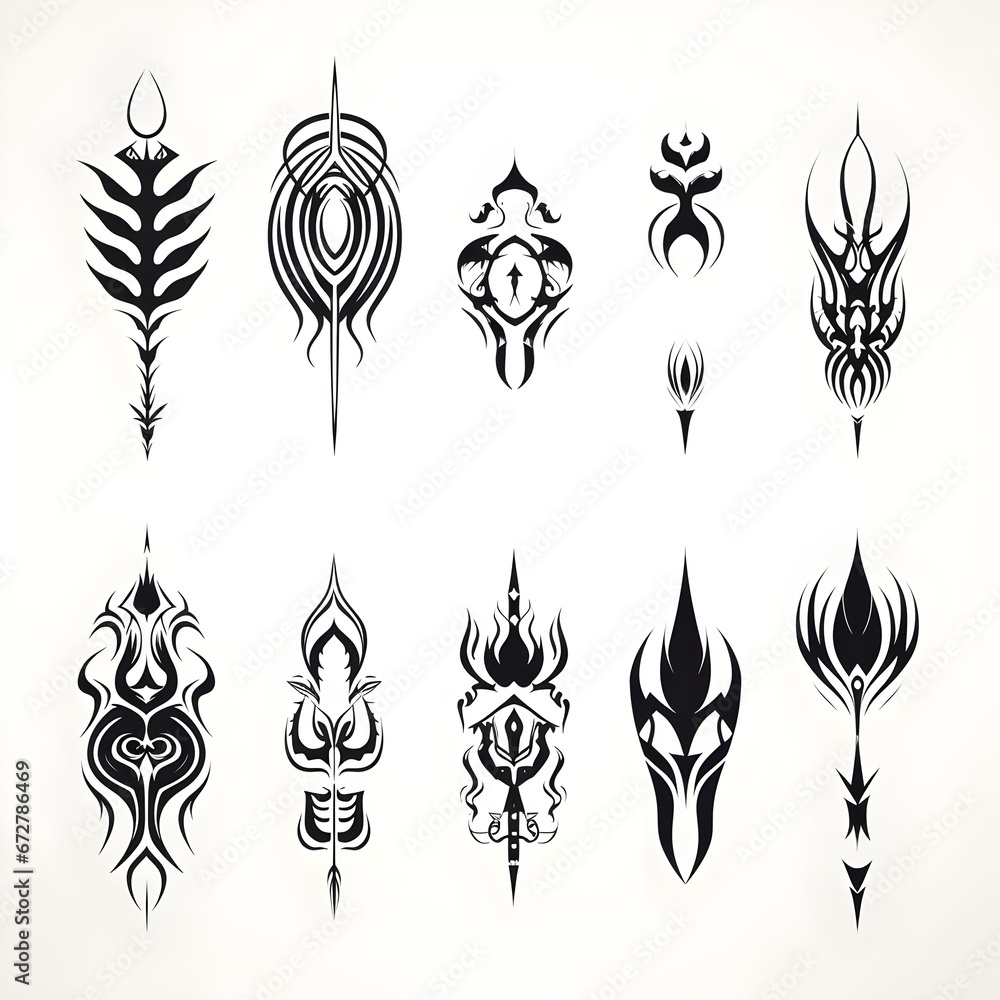 black and white tribal tatto in a set design