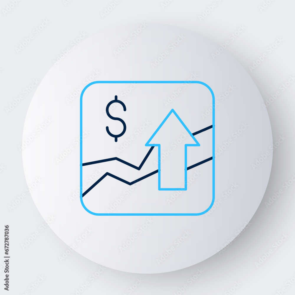 Line Financial growth increase icon isolated on white background. Increasing revenue. Colorful outline concept. Vector Line Financial growth increase icon isolated on white background. Increasing revenue. Colorful outline concept. Vector